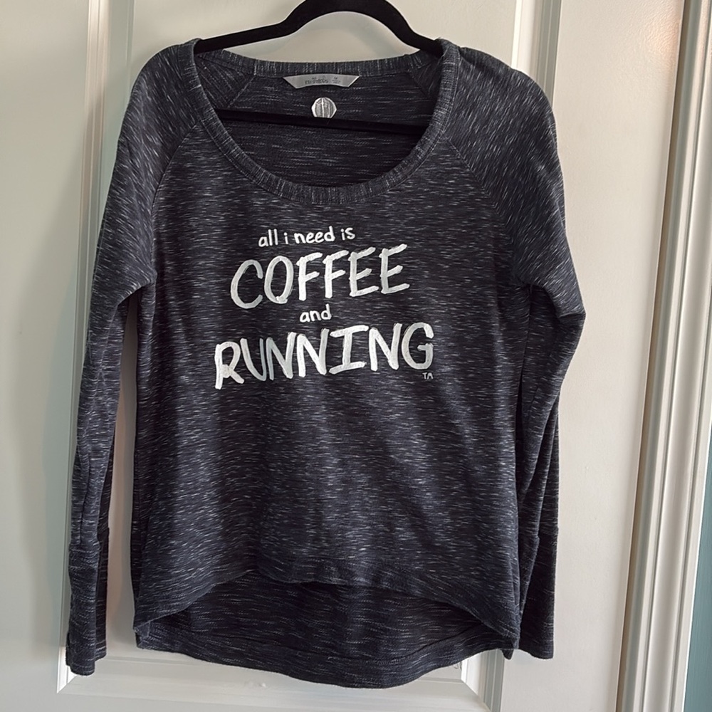 Raw Threads Coffee and Running Long Sleeve Tee Size Medium